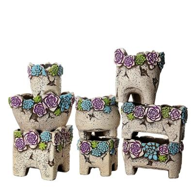 China Modern USA Cement Planter Pottery Flower Pots Mini Planter Resin Gifts Crafts for Indoor Home Decoration for sale