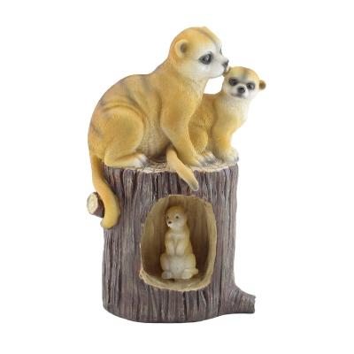 China Worldwide Wholesale decorative LED resin family meerkat figurine garden decor home gift for sale