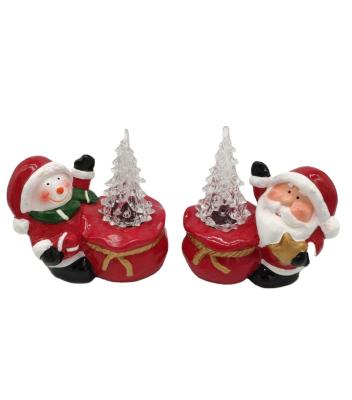 China Santa Ceramic Red 60 Ceramic Ornaments Christmas Home Decor With Christmas Tree With Led for sale