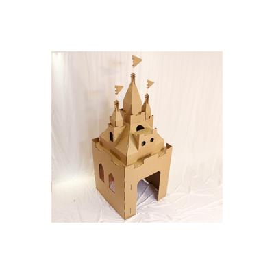 China Cardboard Corrugated Paper House Coloring 2021 Children's Cardboard Toy House With Doodles for sale