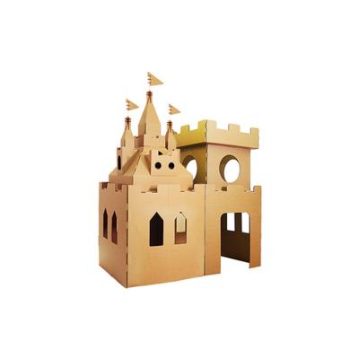 China Large Size Corrugated Paper Model Children's Diy Cardboard House Play House Cardboard Toy for sale