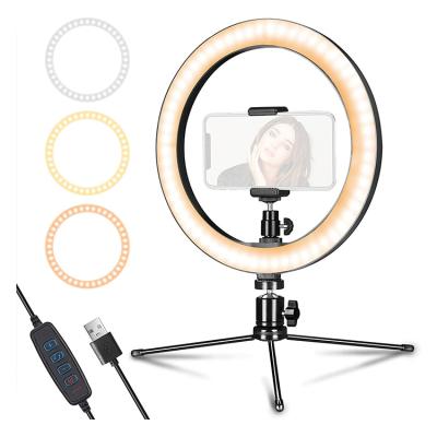 China Living Beauty Mobile Phone Photography Fill Light 10 Inch Led Ring Light With Bracket SLK-RL010(W) for sale