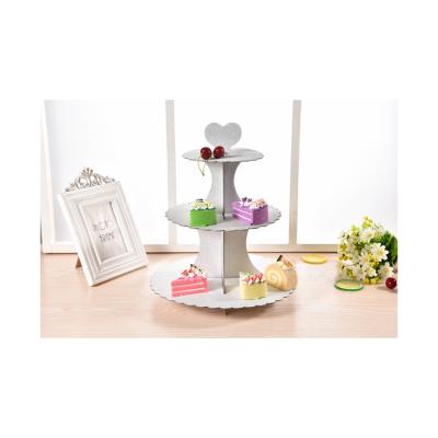 China Disposable Cake Decoration Birthday Cake Dessert Stand Display Stand Foldable Paper Wedding Party Three Layers for sale