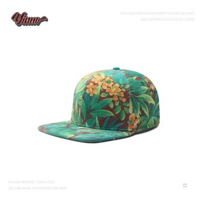 China JOINT High Quality Custom Full Floral Print Snapback Caps Flower Hip Hop Gorras Hats For Women Ladies for sale