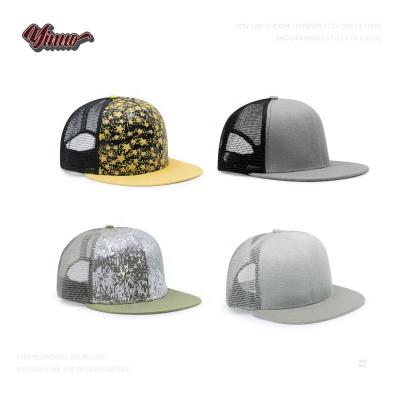 China Low MOQ COMMON Wholesale Gold Sequin Silver Baseball Caps Full Brim Flat Mesh Hats Hip Hop Sports Gorras Snapback for sale