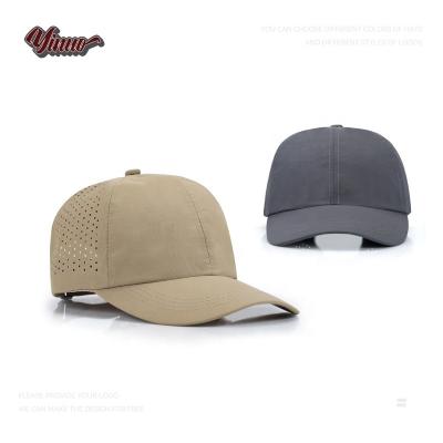 China OEM Quick Dry Sunscreen Waterproof Baseball Cap Breathable Golf Hat Laser Cut Hole Sports Perforated Dad Hat for sale