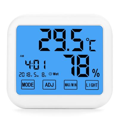 China MAX MIN momery hygrometer wholesale backlight room digital thermometer clock wall mounted climate hygrometer for sale