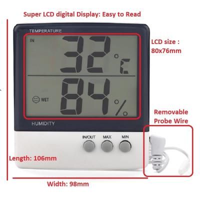 China Greenhouse Household Hygrometer Max Min Memory Record Indoor Outdoor LCD Wall Thermometer Hygrometer Temperature Digital Humidity Meter for sale