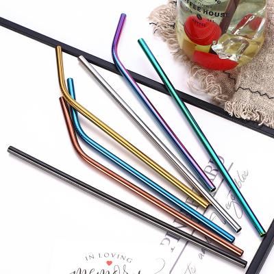 China High Quality Home Viable Reusable Party Bar Accessories Stainless Steel Metal Drinking Straws With Cleaner Brush for sale