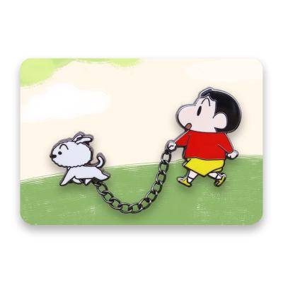 China Japanese Creative Cute Gifts Cartoon Enamel Lapel Pin With Chain For Bag Small Accessories for sale