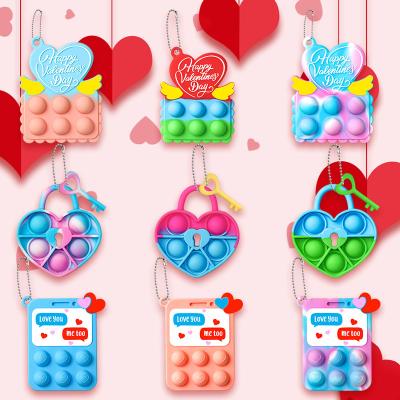 China CH062 Valentine's Day Best Stress Silicone Decorative Push Itting Mini Popping Keychain Fidget Toys Pendant Safe Cute Anti Heart for sale