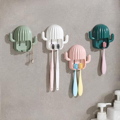 China Sustainable Cactus Shape Portable Wall Mounted Toothbrush Holder for sale