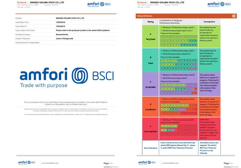 BSCI - Ningbo Oolima Pack Co., Ltd.