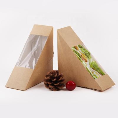 China Eco-friendly Disposable Catering Triangle Fast Food Sandwich Box Biodegradable Printed Paper Packaging Wholesale Disposable for sale