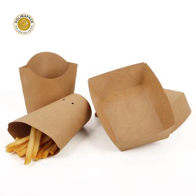 China Paper Food Disposable French Fries Snack Box Hot Vending Tray Bakery Box Eco - Friendly Ship for sale