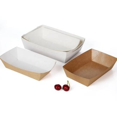 China Disposable Kraft Paper Food Tray, Disposable Kraft Paper Boat Tray With PLA Coating Fast Food Store for sale