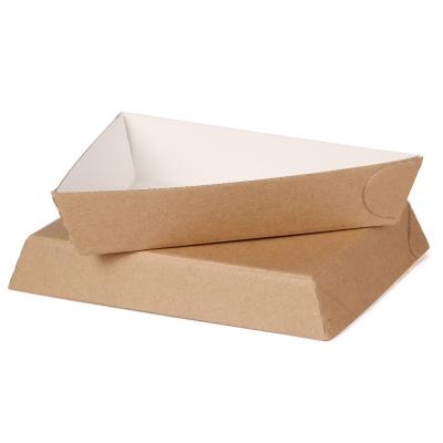 China Disposable Disposable F Flute Wrapping Paper Corrugated Food Tray for Hot Dog Burger Fries Triangle Wrapping Pizza Box for sale