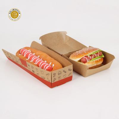 China Disposable Eco Friendly Custom Disposable Hot Dog Box Recycled Double Boat Tray for sale