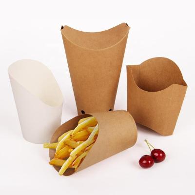 China Disposable Wholesale Custom French Fries Box Kraft Design Types Take Away Oilproof Food Recycle Paper French Fries Cup for sale