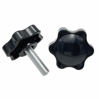 China Decorative Black Six Star Plastic Pan Thumb Screw Main Hand Tightening Knob Screw Industry Plastic Pan Flat DIN Screw 20cm for sale