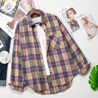 China Spring Breathable Autumn Loose Female Outwear Casual Clothes Lady's Long Sleeve Checked Tops Plaid Shirts Women's Blouses for sale