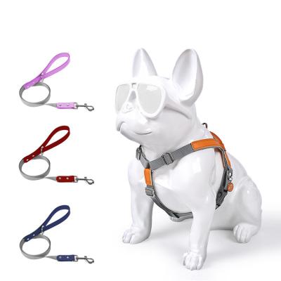 China Hot Selling High Quality Leather Type Stocked 2022 5FT Dog Leash Set Nylon Dog Chest Harness Vest Leash for sale