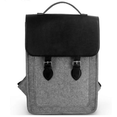 China High Quality Durable Fashion Wool Felt Backpack For Personal Computer Backpacks With Leather Shoulder Straps for sale