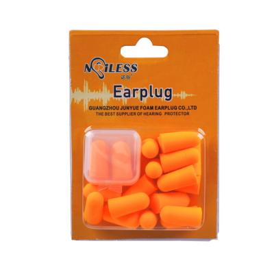 China Noise Reduction 10 Pairs Bullet Shape Disposable Earplugs With PP Small Case With Transparent Cover For Hunting for sale