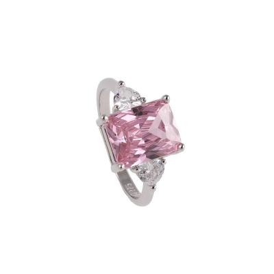 China New Jewelry 2022 Wholesale Mosangshi Ring Lady's Pink Tourmaline Gemstone Luxury Exquisite Fashion Wedding Adjustable Color for sale