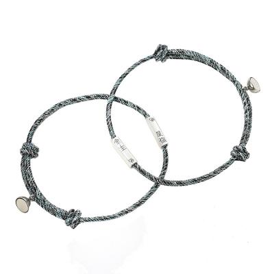 China 2022 luxury the new jewelry wholesale the rest of your life is your lovers bracelet in pairs fashionable cutout magnets and woven rope for sale