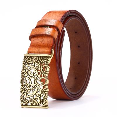 China Cowhide Women's Belt All Match 100% Genuine Leather Belt Casual Retro Women's Leather Women's Brief for sale