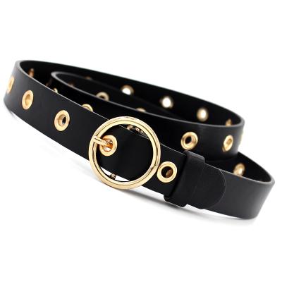 China Zinc Alloy In Stock And Customized Women Casual Dress Grommet Belts Fashion Leather Belt With O Ring Buckle For Jeans Pants for sale