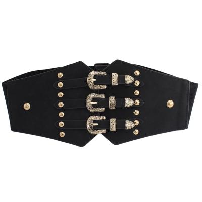 China Alloy +pu leather+ fabric women elastic belts for dresses wide belly belt corset for woman 2020 designer for sale