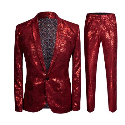 China British Style Men's Breathable Suit Set 2PCS Suits And Pants Rose Gold Wire Gilding Host Dress Gentleman Tuxedos for sale