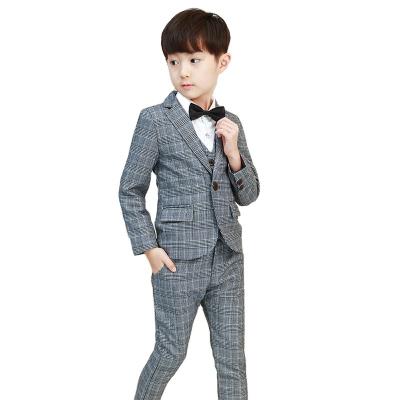 China Boys Blazers Kids Formal Boy Suits For Weddings Prom Suits Gray Formal Dress Kids Grid Tuxedo Children Dress Set for sale