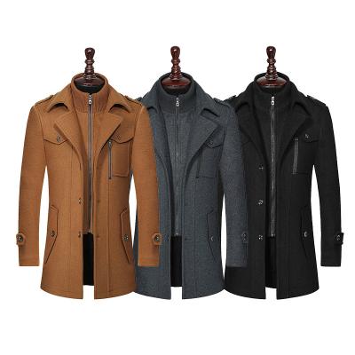 China 2022 Factory Wholesale Anti-Wrinkle Men's Woolen Trench Coat Overcoat Slim Warm Winter Long Men's Trench Coats for sale