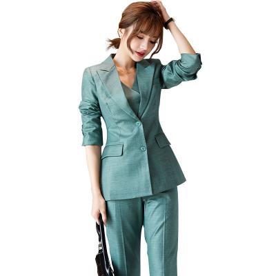 China Fashionable Lady Wear Slim Fit Anti-Wrinkle 3 Piece Blazer Vest Pants Green Women Suits for sale