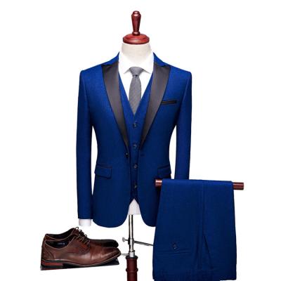 China Anti-Wrinkle Worked Italian Fabric With Suit Cover Three Piece Man Suit Coat Pants for sale