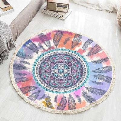 China Eco-Friendly Dreamy Round Floor Rug Living Room Blanket Catcher Modern Mandala Boho Rug With Tassel for sale