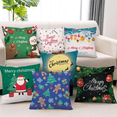 China Sustainable Creative Christmas Pattern Cushion Cover Home Sofa Christmas Decoration Digital Printing Pillow Case for sale