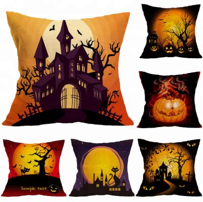 China Best Selling Viable Digital Printed OEM Halloween Pillowcase Ghost Pumpkin Halloween Throw Cushion Cover for sale