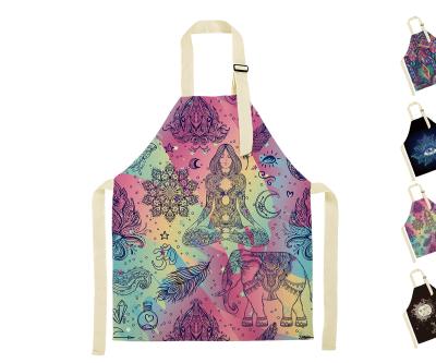 China India Style Reusable Custom Mandala Printed Kitchen Apron Barbecue Cooking Aprons Wholesale for sale