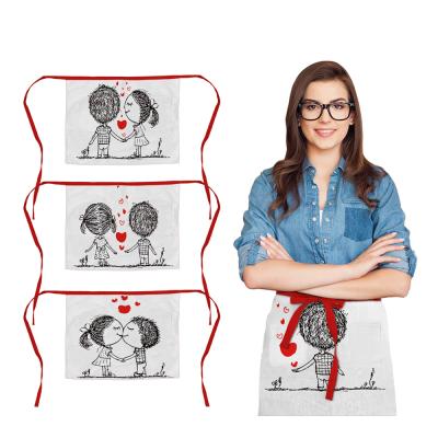 China Durable Custom Logo Beauty Uniform Restaurant Waitress Apron Kitchen Half Waist Aprons For Woman for sale