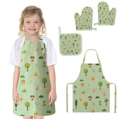 China Wholesale Size Durable Custom Design Girls Baking Kitchen Kids Children Apron Set For 8-12 Years Age for sale