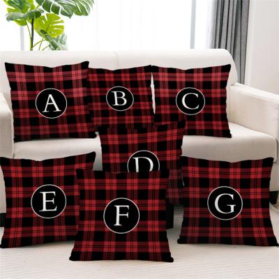 China Viable Hot Selling Nordic Style Morden Home Sofa Plaid Cushion Cover Custom Letter Printed Living Room Pillow Cover for sale