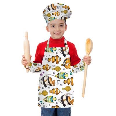 China Durable Custom Design Kitchen Kids Cooking Apron Set Masterchef Kids Apron With Hat And Sleeve for sale