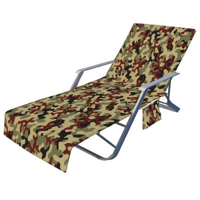 China Washable Microfiber Cover Chaise Lounge Chair Towel With Side Pockets For Sun Lounger Pool Sunbathing Garden for sale