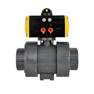 China General Q611F-10S UPVC Two Way Spring Return Threaded Screw Pneumatic Plastic Ball Valve for sale