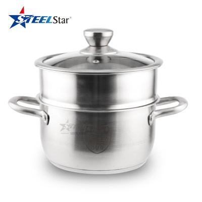 China Sustainable 2 Layers Bottom #304 Stainless Steel Cookware Steamer Capped Pot for sale