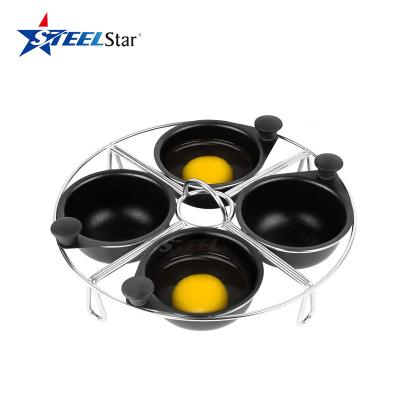 China 1/6 Factory Supply Stainless Steel Poacher Eggs 4Cups Viable Non Stick Aluminum Pan Set For Kitchenware for sale